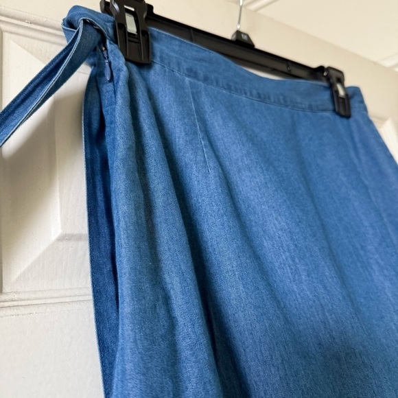 Michael Kors Chambray Ruffled Asymmetrical Maxi Skirt Size S Waist Tie Blue - Picture 6 of 13